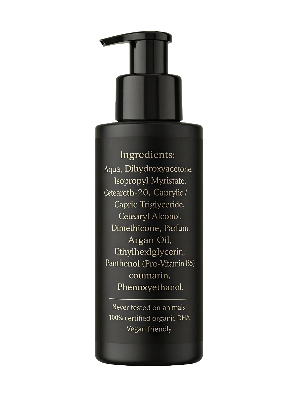 Back of Brayne & Co The Tone — Hydrating Self Tanner for Men bottle showing ingredient list and product claims